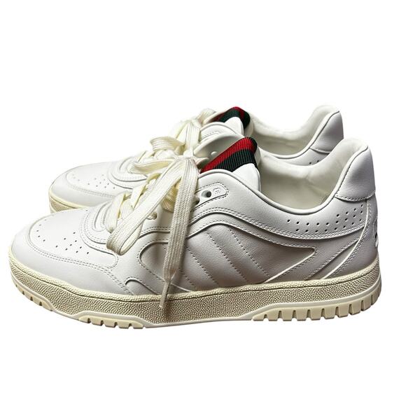 Gucci White Re-Web Low Top Leather Lace Up Sneakers Mens 39 / US 5.5 main image 5